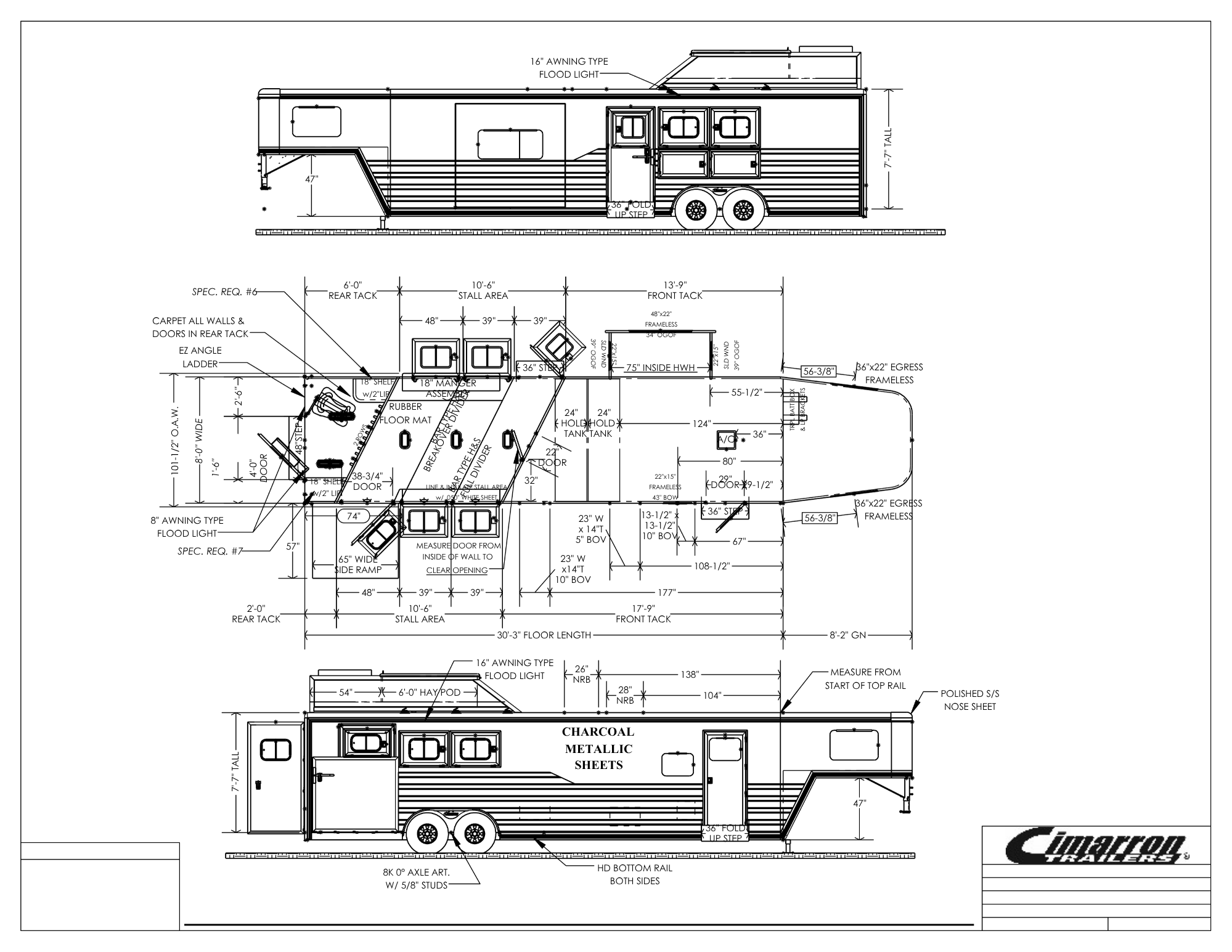 2027 Cimarron 3 Horse Side Load With 13' Outlaw Conversions