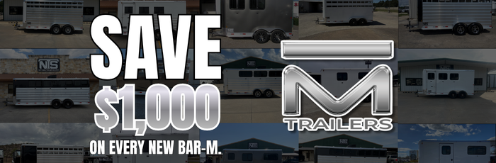 Save $1,000 on New Bar-M Trailers in Decatur, TX | National Trailer Source Show more lines Plain Text 1 Bar-M trailer sale in Decatur TX. Save $1,000 on every new Bar-M horse and livestock trailer at National Trailer Source.